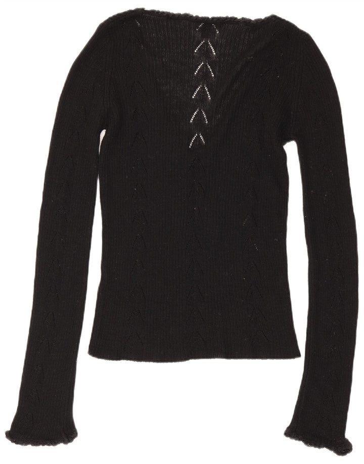 Calvin Klein Dame Grafisk Top Langærmet UK 12 Medium Sort