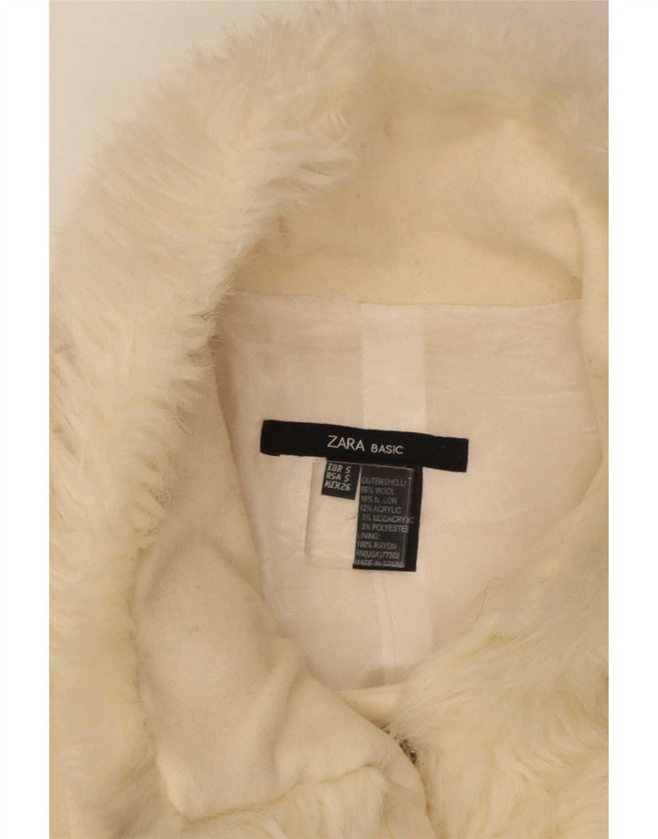 Zara Womens Overcoat UK 10 Small Beige Wool