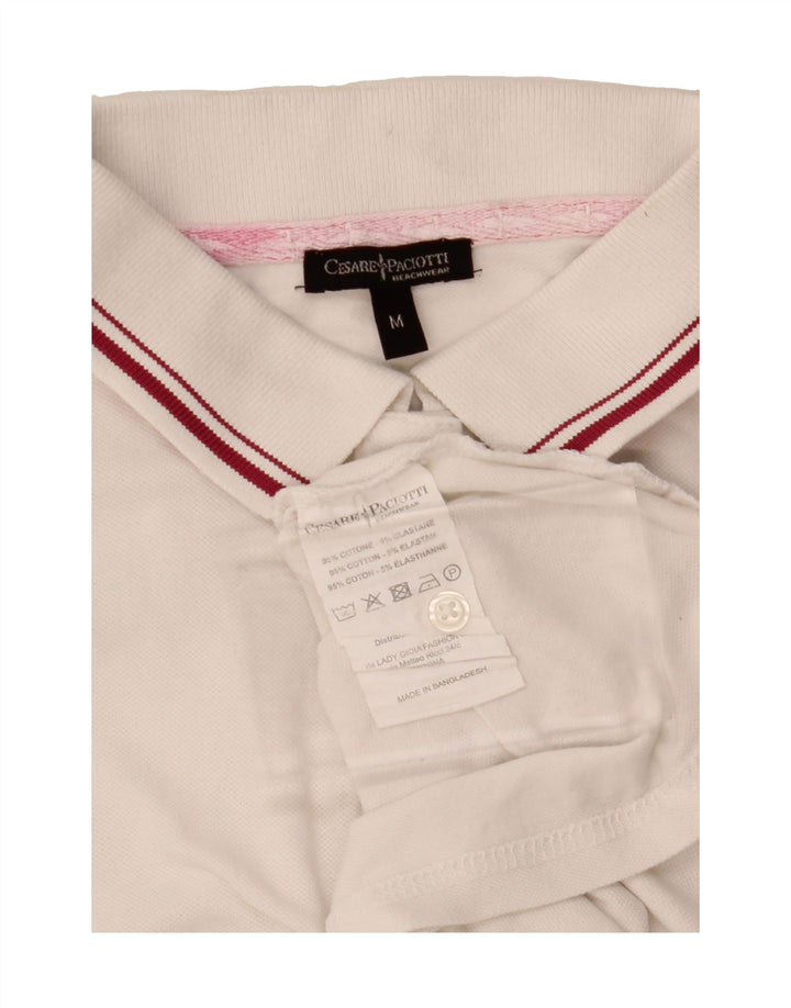 CESARE PACIOTTI Womens Polo Shirt UK 14 Medium White Cotton Vintage Cesare Paciotti and Second-Hand Cesare Paciotti from Messina Hembry 