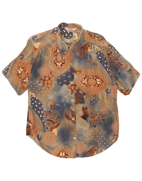 vintage Femme Chemise à manches courtes Blouse UK 18 XL Multicolore Paisley