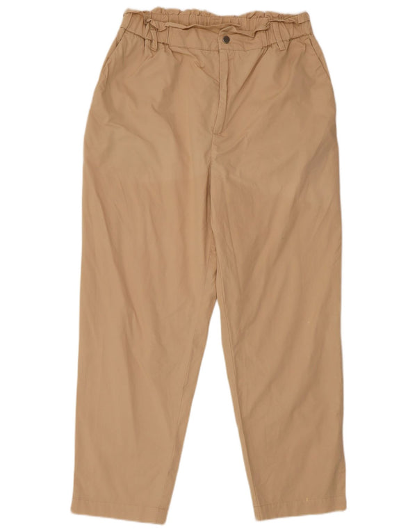 Zara Damen-Freizeithose, schmal zulaufend, mit hoher Taille, Größe L, W30, L26, Beige, Baumwolle