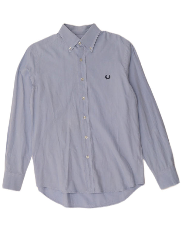 FRED PERRY Mens Slim Fit Shirt Medium Blue Cotton