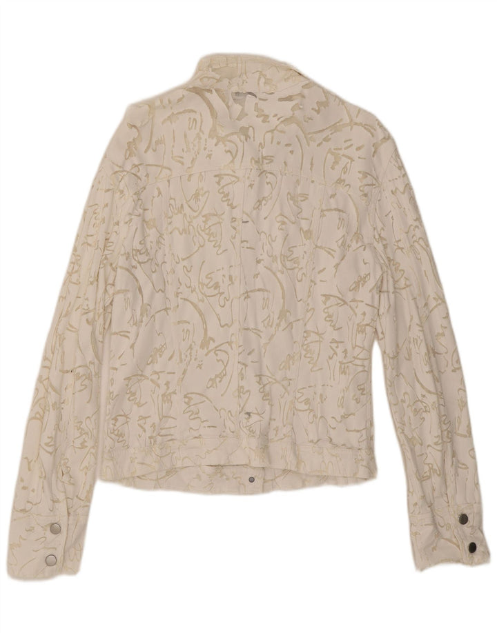 Cristina Gavioli Womens Abstract Pattern Bomber Jacket UK 14 Medium White