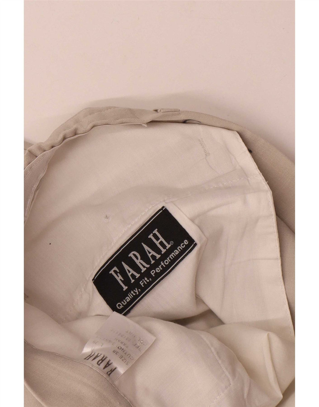 Farah Mens Straight Casual Trousers W38 L26 Beige Polyester