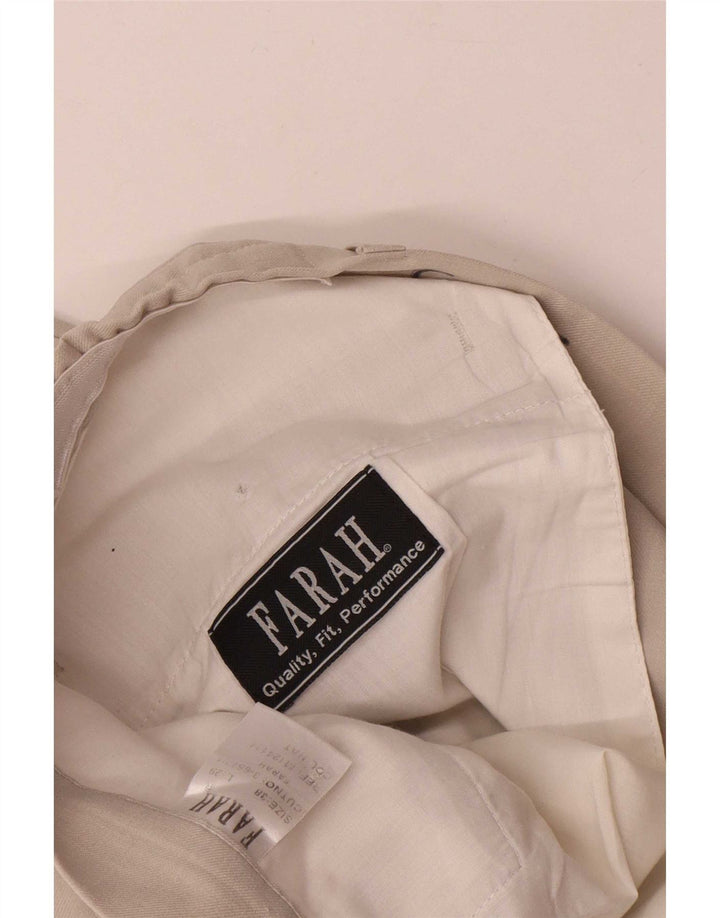 Farah Mens Straight Casual Trousers W38 L26 Beige Polyester