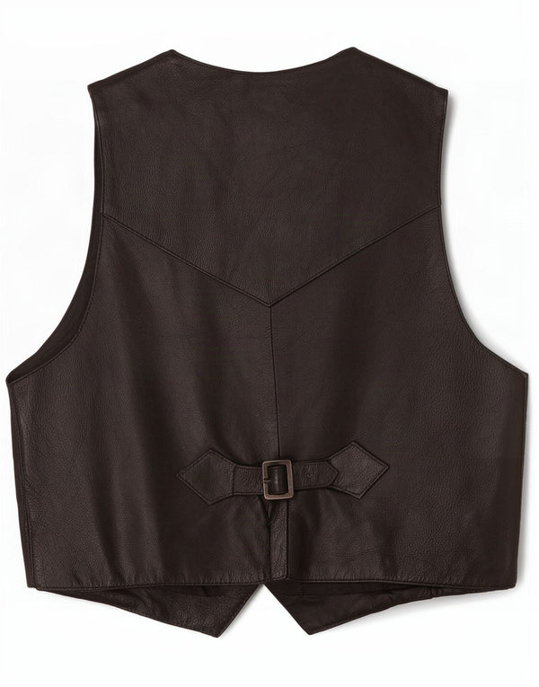 Vintage herre lædervest medium sort