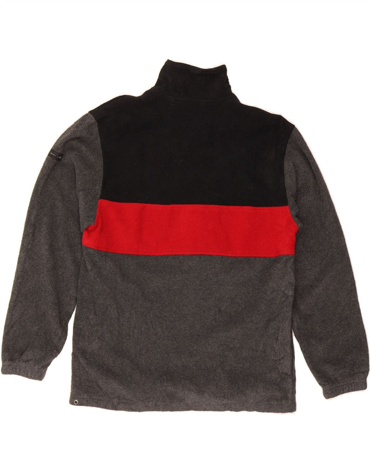 IZOD Mens Zip Neck Fleece Jumper Medium Grey Colourblock Polyester Vintage Izod and Second-Hand Izod from Messina Hembry 