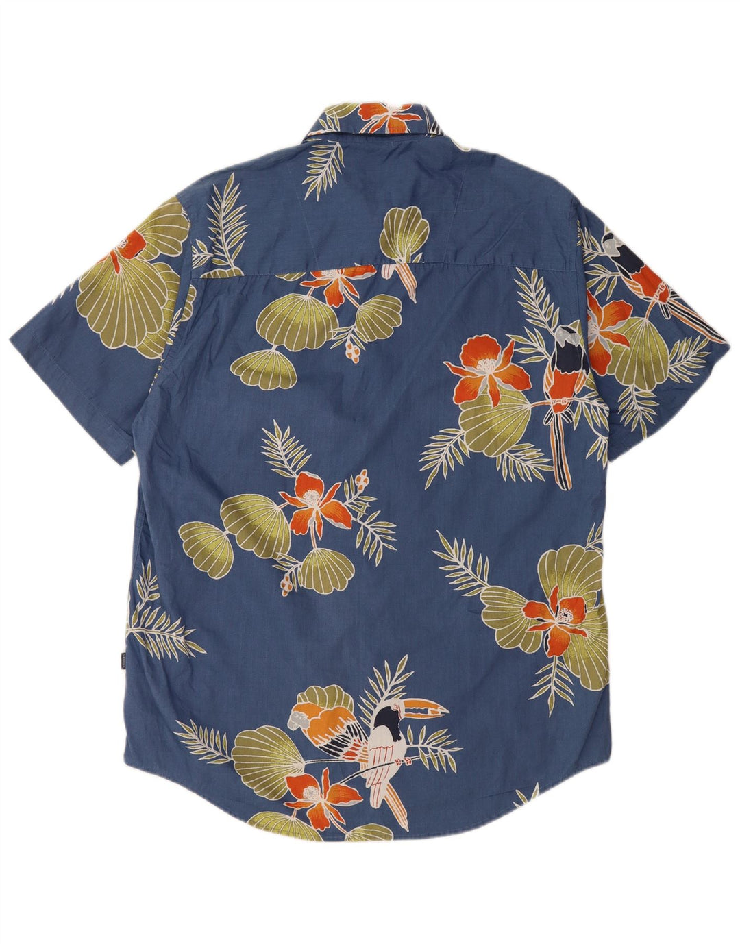 LERROS Mens Short Sleeve Shirt Medium Blue Floral Cotton