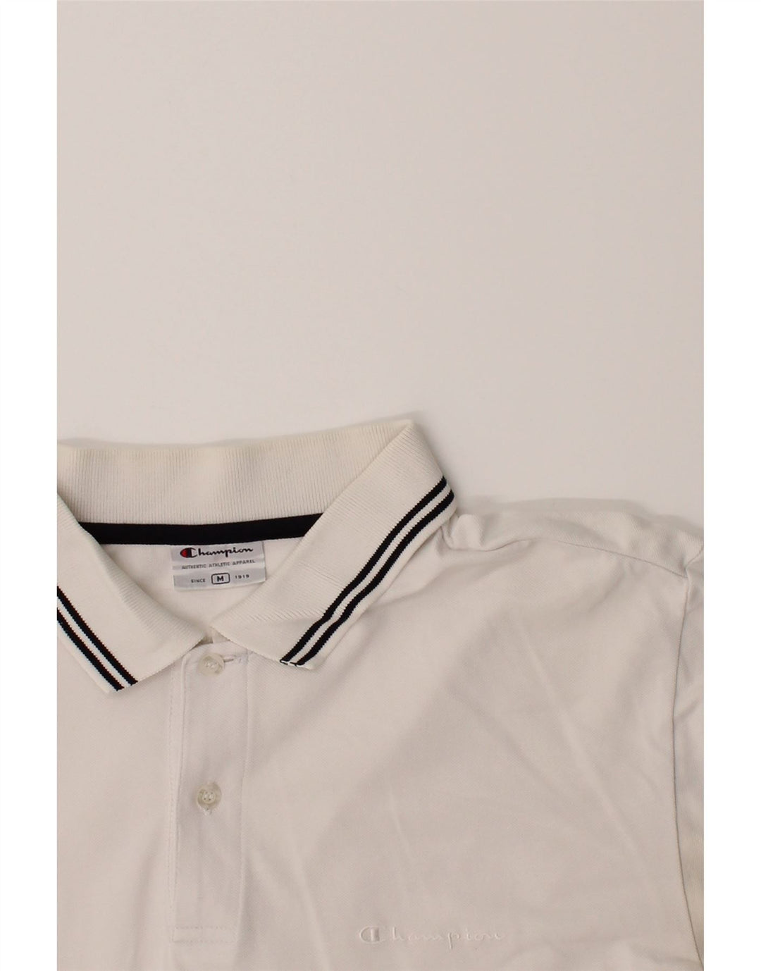 CHAMPION Mens Polo Shirt Medium White Vintage Champion and Second-Hand Champion from Messina Hembry 