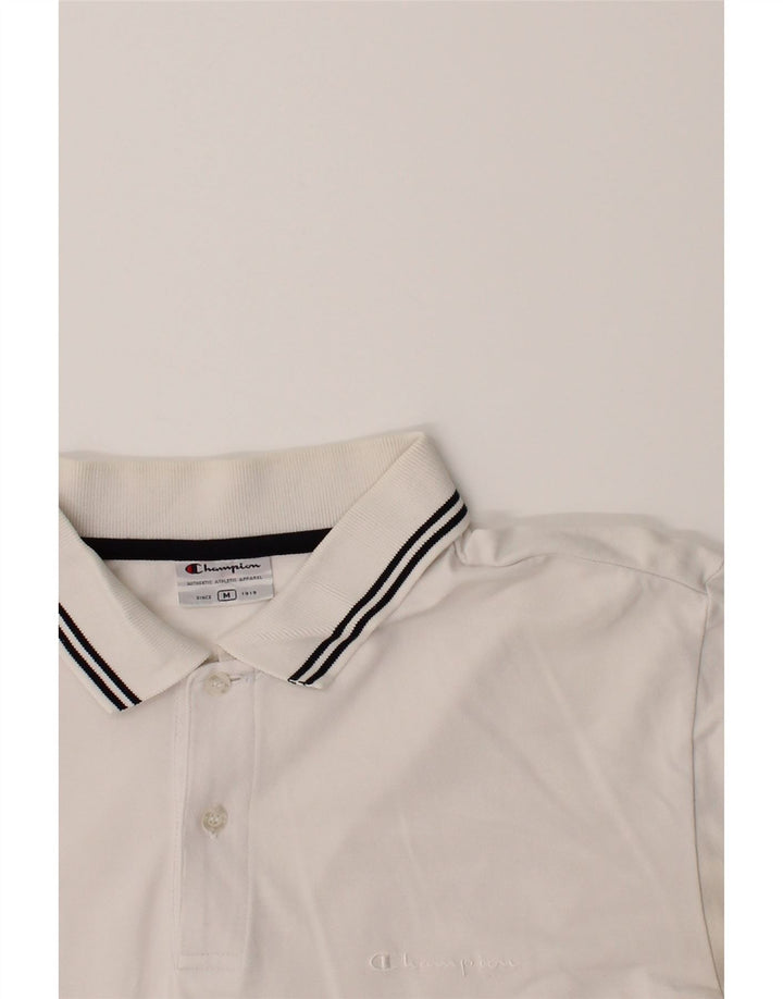 CHAMPION Mens Polo Shirt Medium White Vintage Champion and Second-Hand Champion from Messina Hembry 
