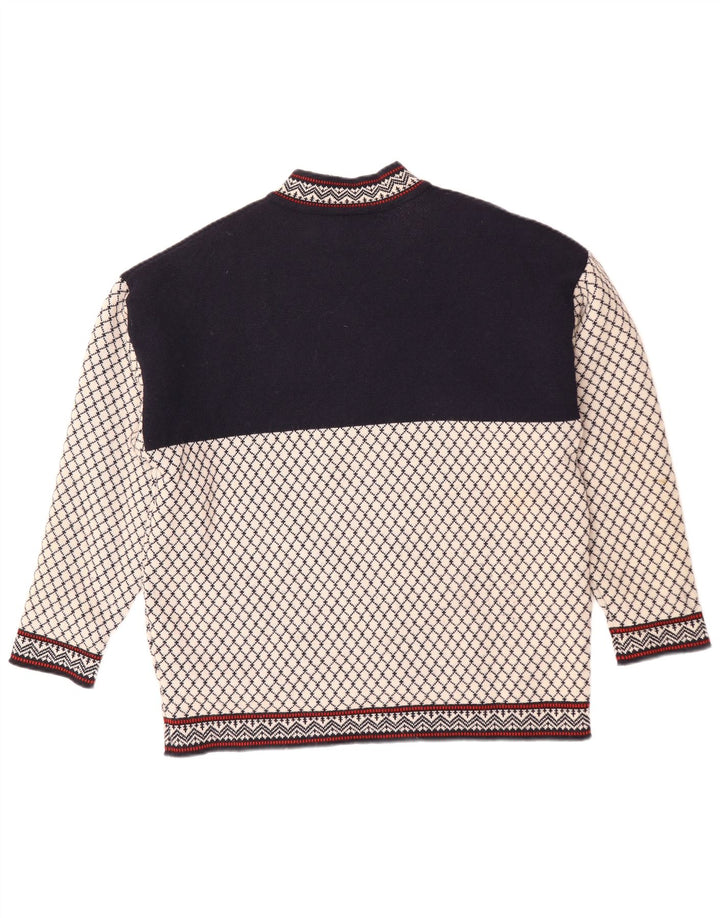 GOLFER'S Mens Crew Neck Jumper Sweater Medium Navy Blue Colourblock