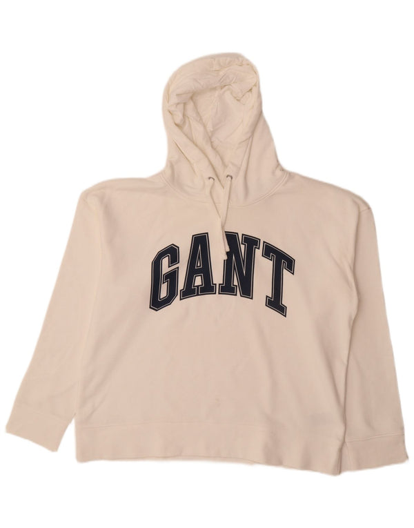 Gant Womens Graphic Hoodie Jumper UK 18 XL Off White Cotton