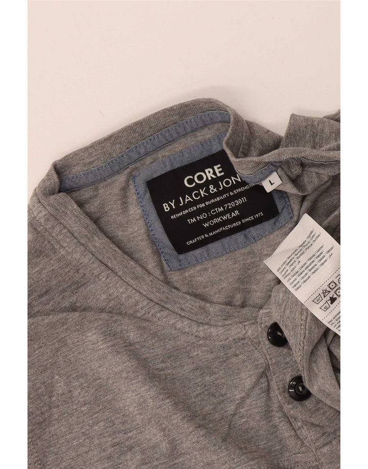 Jack & Jones Mens Top Long Sleeve Large Grey Flecked Cotton