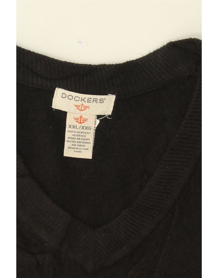 DOCKERS Mens Vest Tank Top 2XL Black Acrylic Vintage Dockers and Second-Hand Dockers from Messina Hembry 