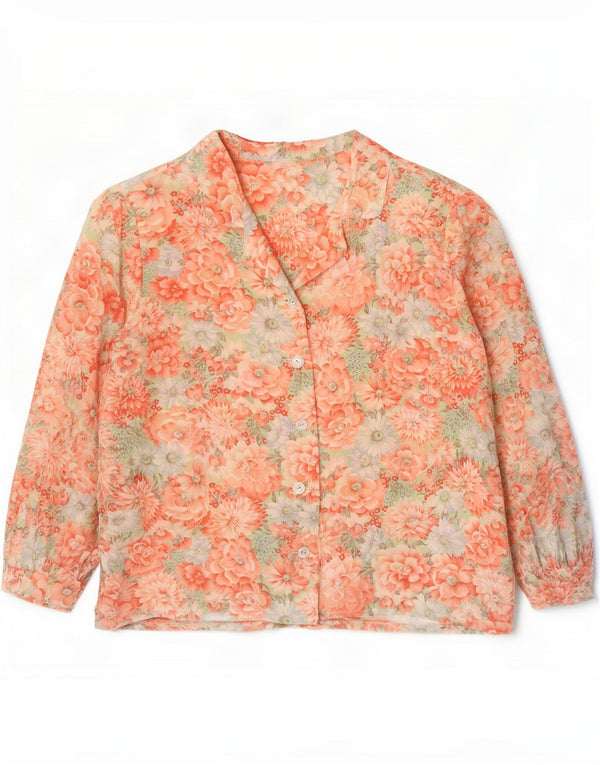Vintage γυναικείο πουκάμισο μπλούζα UK 14 Medium πολύχρωμο Floral