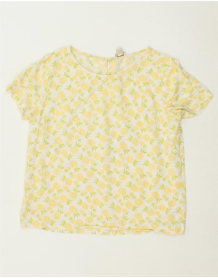 J. CREW Womens Abstract Pattern Blouse Top UK 14 Medium Yellow Linen Vintage J. Crew and Second-Hand J. Crew from Messina Hembry 