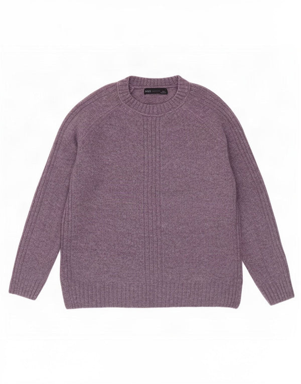 Marks & Spencer Damen-Pullover mit Rundhalsausschnitt, Gr. 10, Größe S, Lila, Acryl