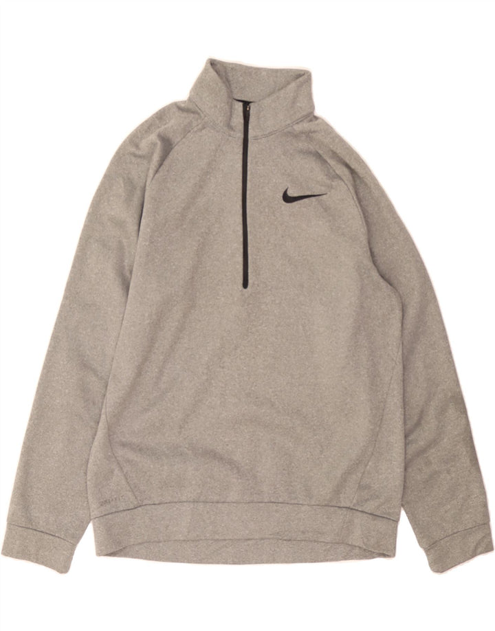 NIKE Mens Dri Fit Zip Neck Sweatshirt Jumper Medium Grey Polyester Vintage Nike and Second-Hand Nike from Messina Hembry 