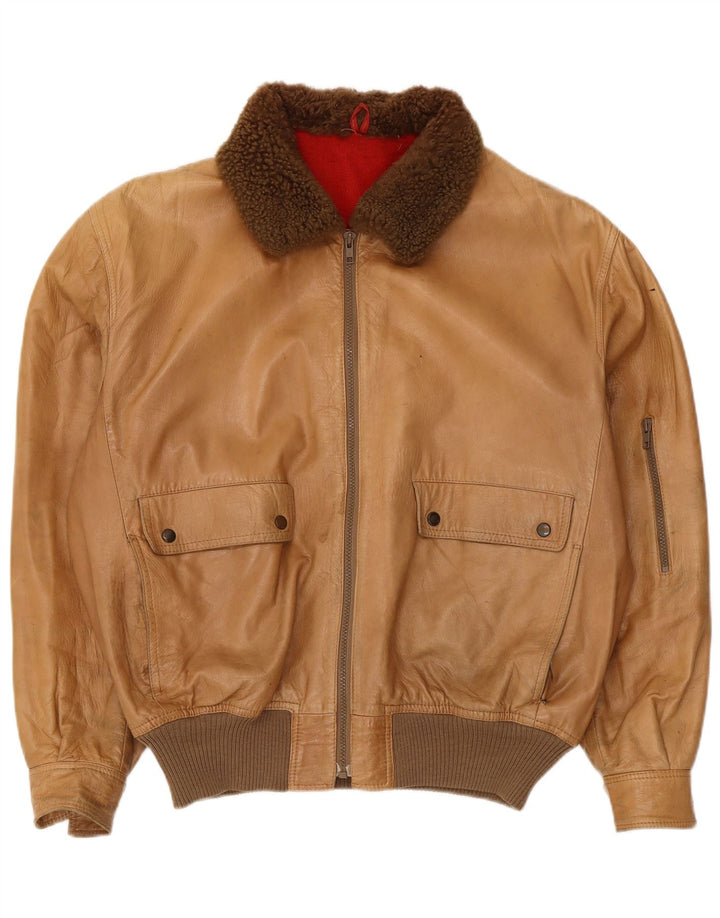 Maren Veste en cuir pour homme IT 54 2XL Cuir color block beige