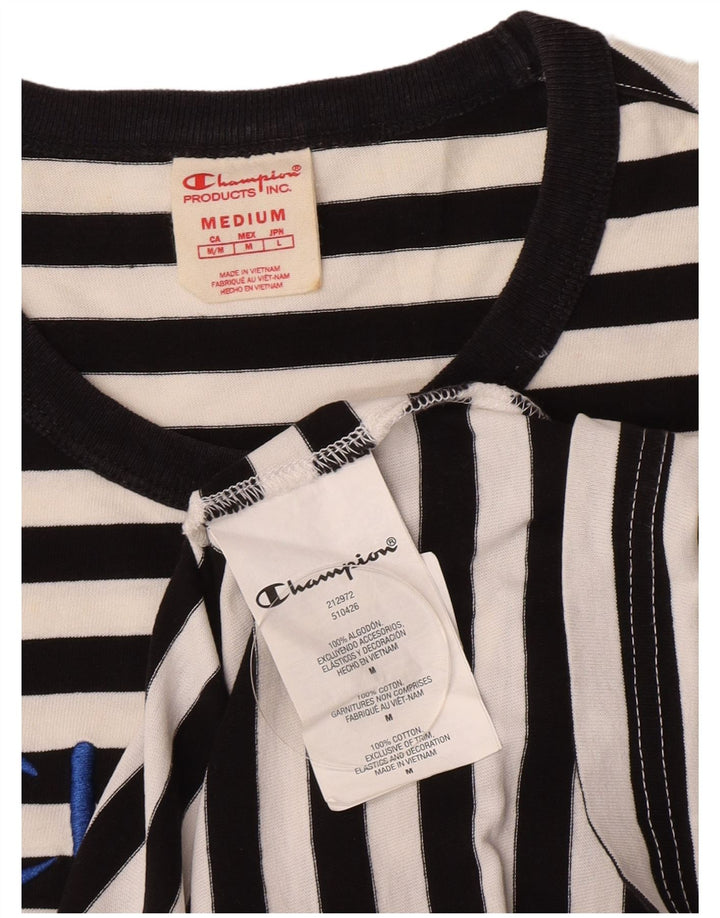 Champion Mens Graphic T-Shirt Top Medium Black Striped Cotton