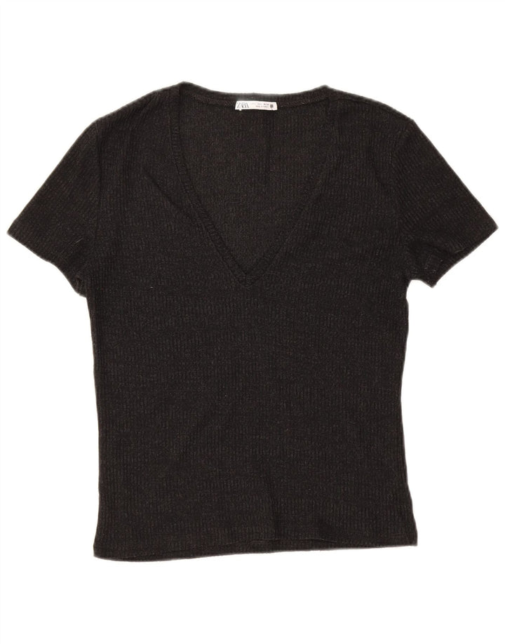 Zara Womens T-Shirt Top UK 14 Large Black