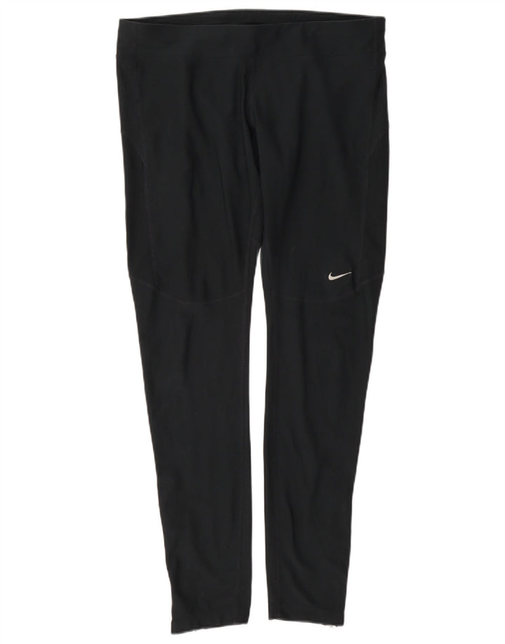 Nike Womens Dri Fit Leggings UK 14 Large Navy Blue Polyester