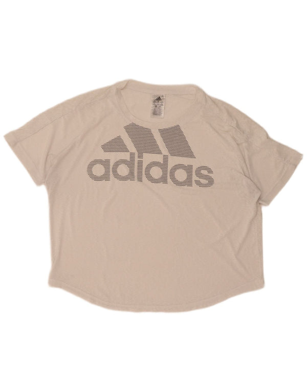 Adidas ženska majica kratkih rukava Climalite prekomjerne veličine UK 12/14 Srednje bijela