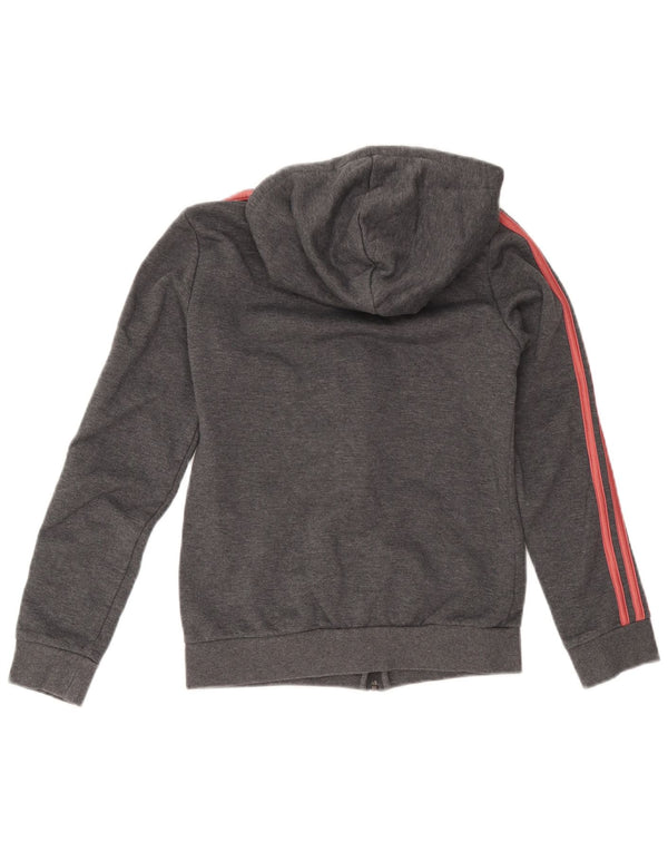 Adidas Damen Zip Hoodie Pullover UK 4/6 XS Graue Baumwolle