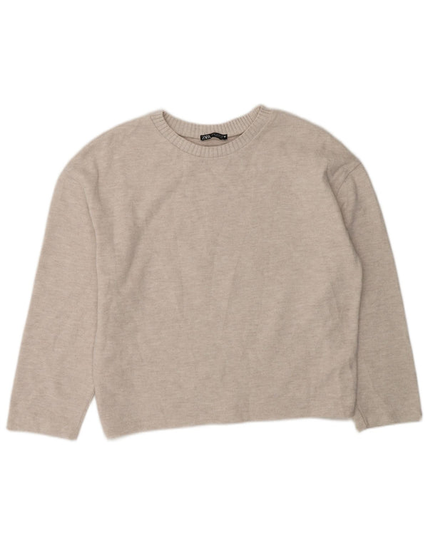 Zara Womens Boat Neck Jumper Sweater UK 14 Medium Grey Polyester