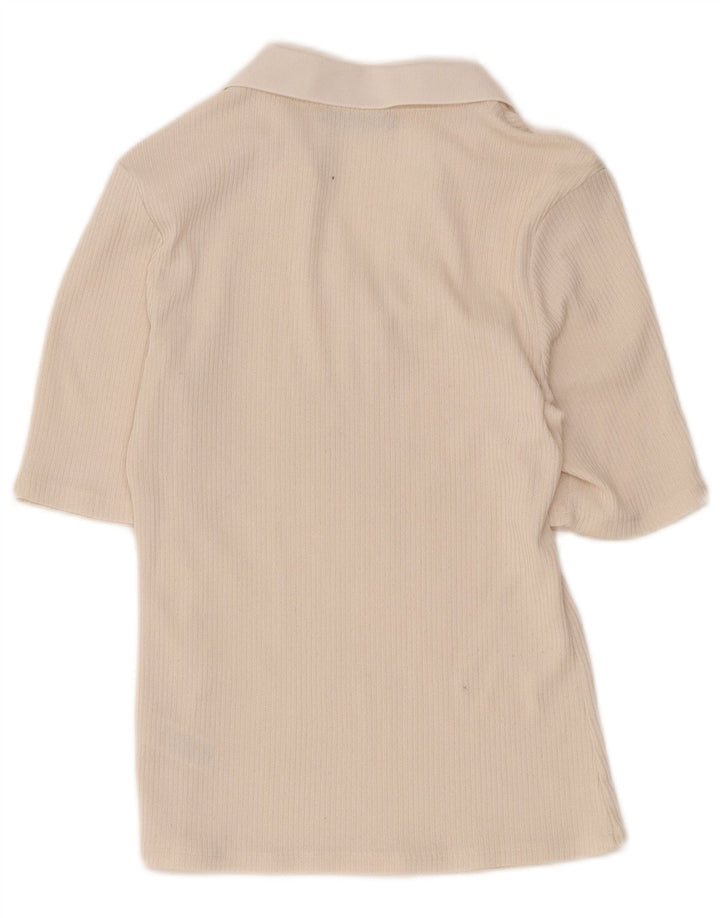 Marks & Spencer Womens Polo Shirt UK 12 Medium Beige Polyester