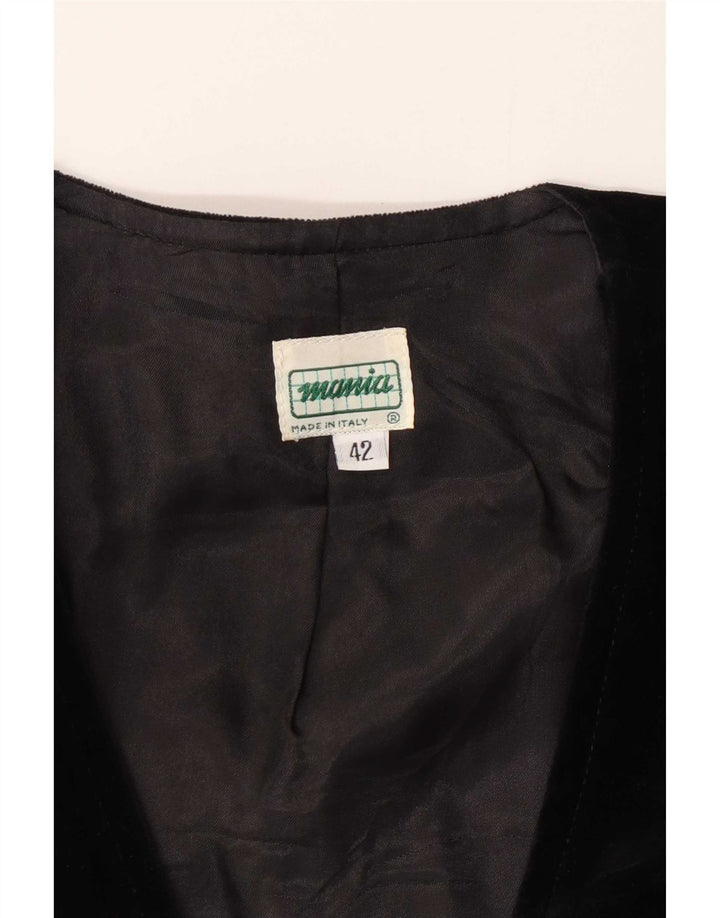 Vintage Womens Double Breasted Velvet Bolero Jacket IT 42 Medium Black