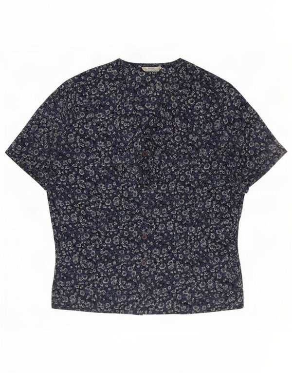 Marks & Spencer Γυναικεία Μπλούζα Μπλούζα UK 16 Large Navy Blue Floral