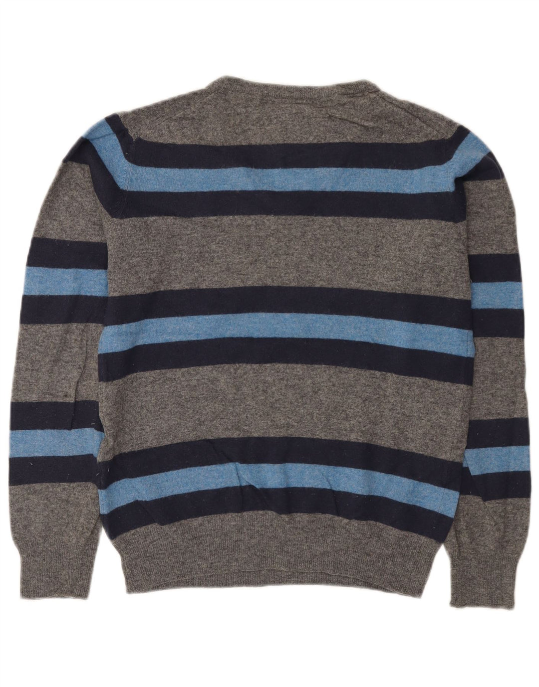 Puma Mens V-Neck Jumper Sweater Small Grey Colourblock Lambswool