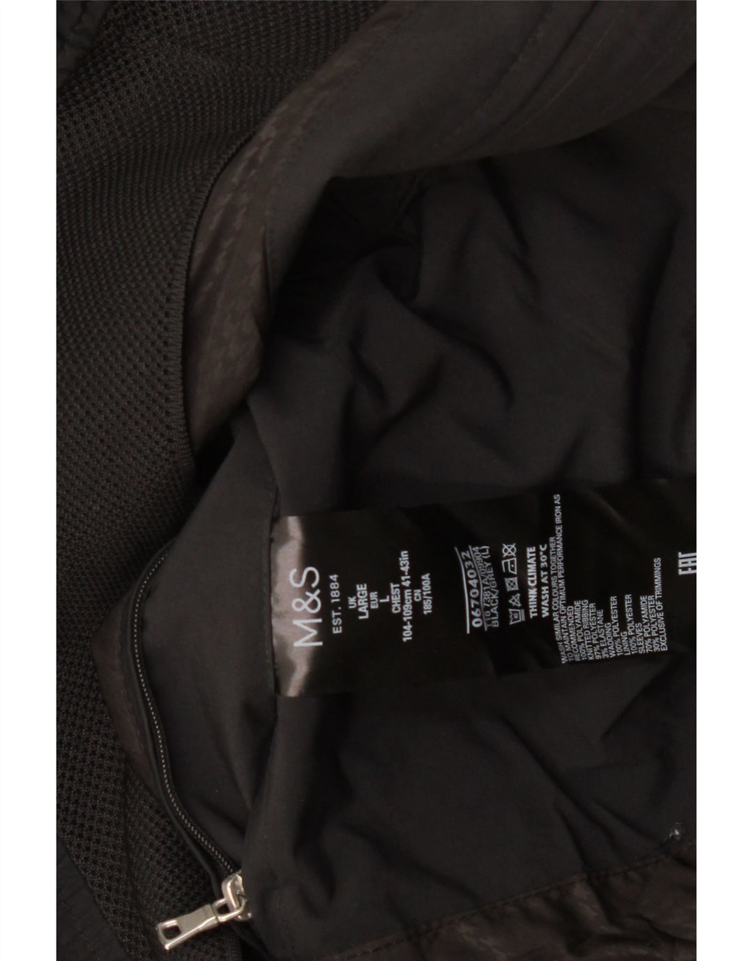 MARKS & SPENCER Mens Bomber Jacket UK 40 Large Black Colourblock Polyamide