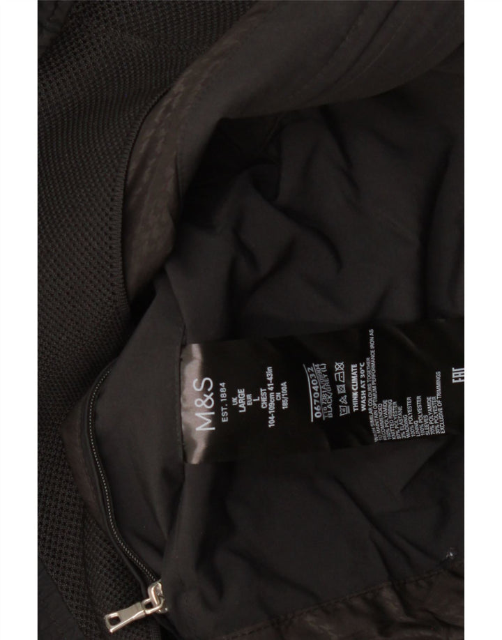 MARKS & SPENCER Mens Bomber Jacket UK 40 Large Black Colourblock Polyamide