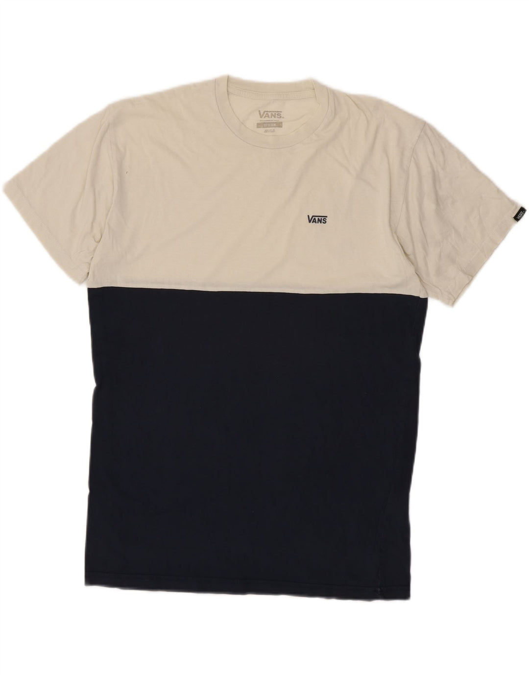 VANS Mens Classic Fit T-Shirt Top Medium White Colourblock