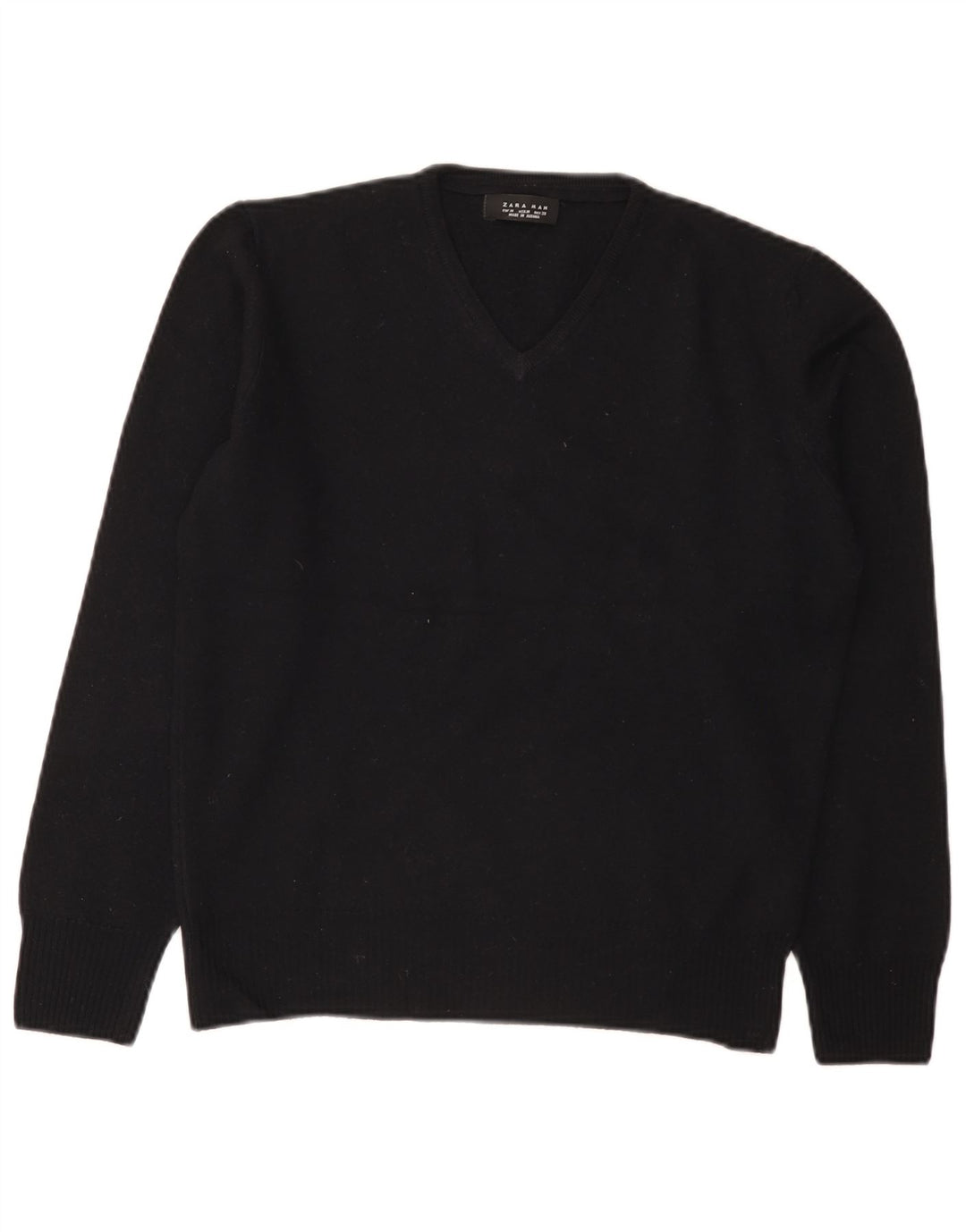 Zara Pull col V en laine noir moyen pour homme