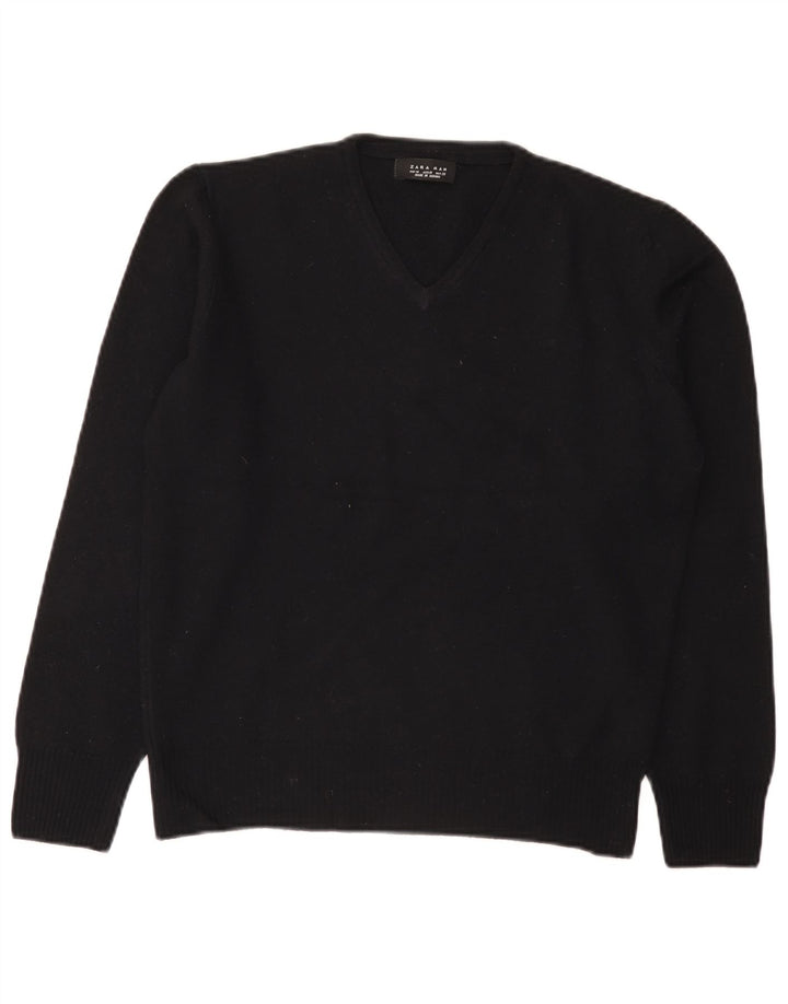 Zara Pull col V en laine noir moyen pour homme