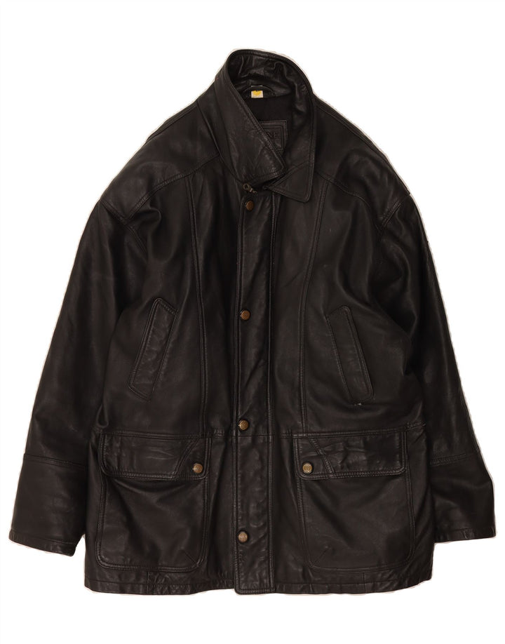 VINTAGE Mens Leather Jacket UK 40 Large Black Leather Vintage Vintage and Second-Hand Vintage from Messina Hembry 