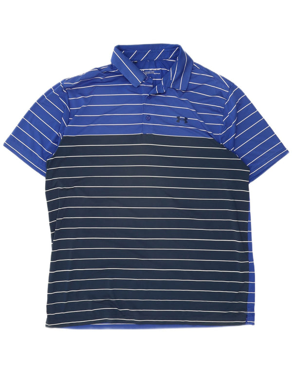 Under Armour Herren Heat Gear Poloshirt 2XL Marineblau gestreift Polyester