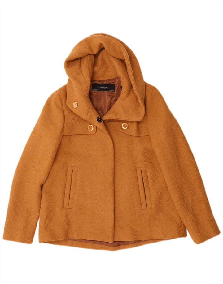 Zara Womens Hooded Bomber Jacket UK 10 Small Brown Polyester