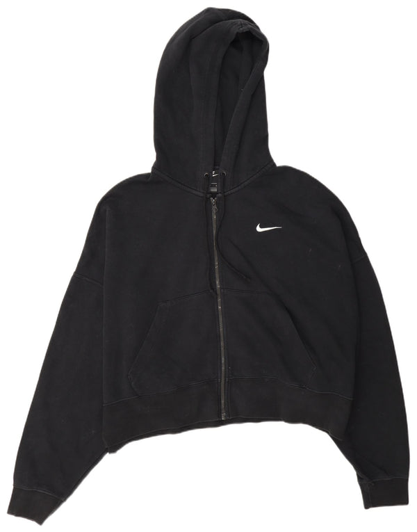 Nike ženski kratki pulover s kapuljačom s patentnim zatvaračem UK 16 veliki crni pamuk