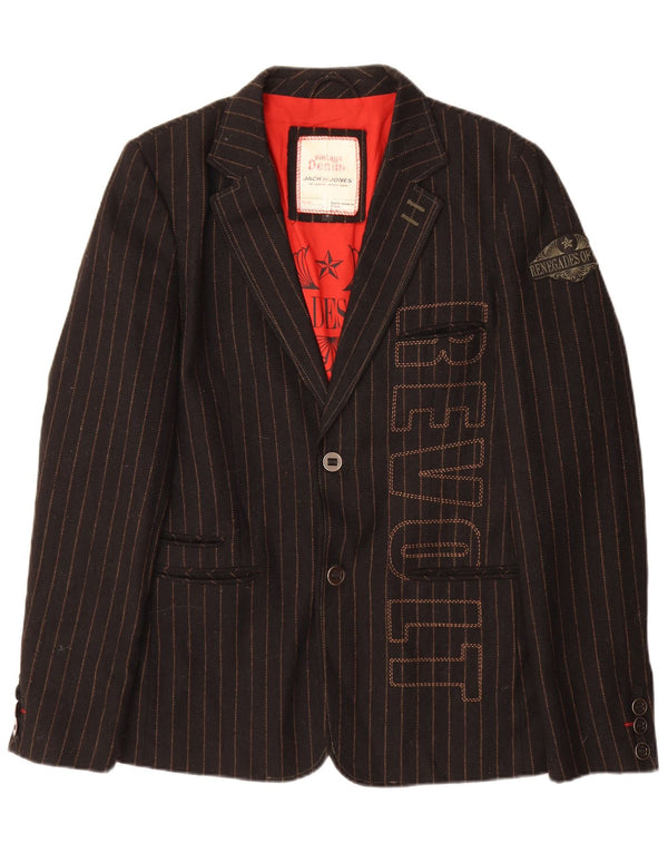 Jack & Jones Herre grafisk blazerjakke UK 38 Medium Black Pinstripe