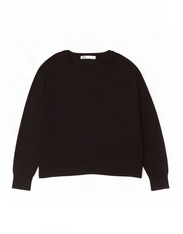 Zara Damen-Pullover, übergroß, U-Boot-Ausschnitt, Gr. 10, Größe S, schwarze Viskose