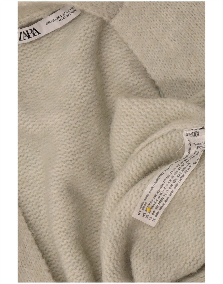 Zara Womens Oversized Longline Open Cardigan Sweater UK 6 XS Grey Polyester
