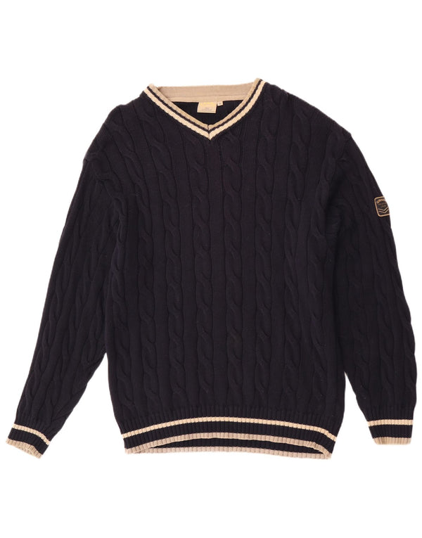 Camel Active Mens V-Neck Jumper Sweater Medium Navy Blue Cotton