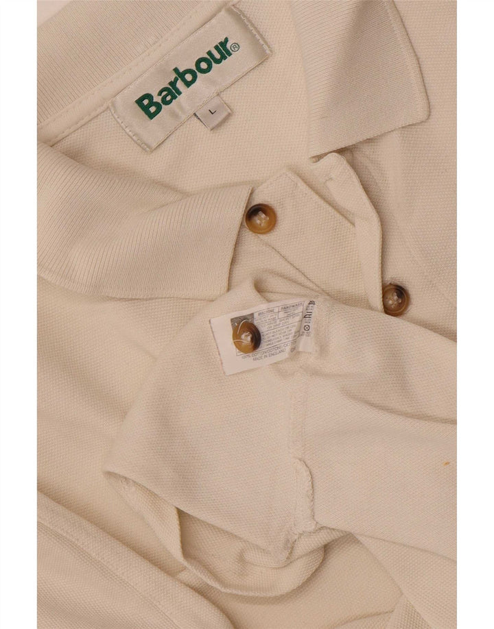 Barbour Mens Polo Shirt Large Off White Cotton