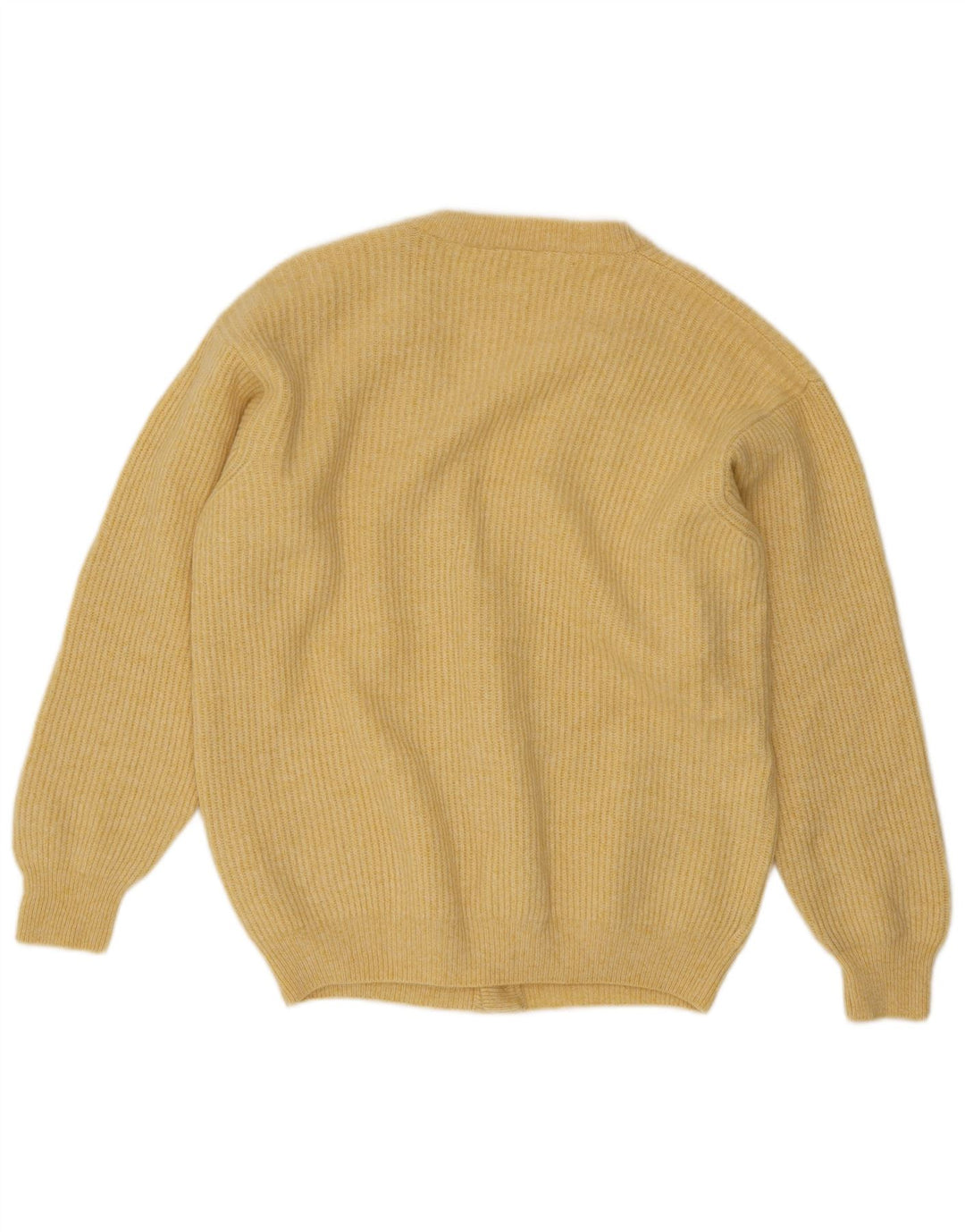 Vintage Mens Cardigan Sweater Medium Yellow Virgin Wool