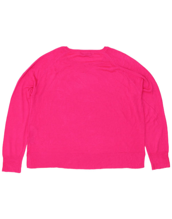 Zara Dame Boat Neck Jumper Sweater UK 14 Medium Pink Viscose
