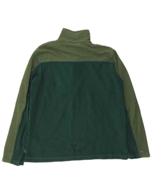 Mountain Warehouse Mens Zip Neck Fleece Jumper Small Green Colourblock